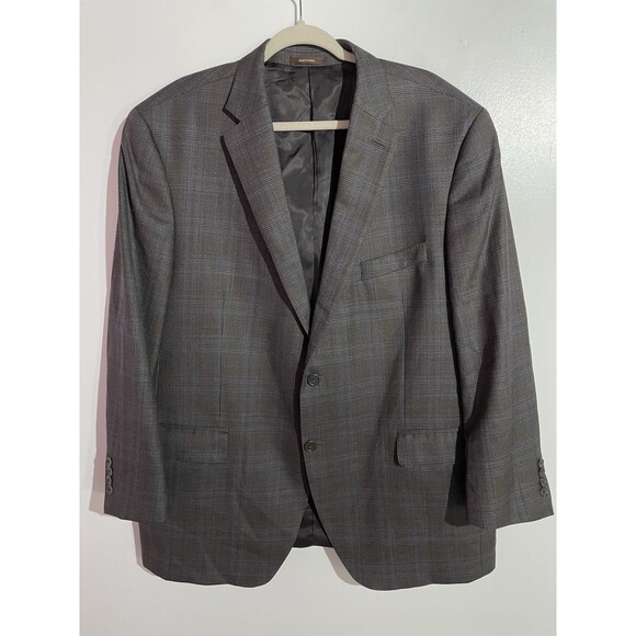 Peter Millar Blazer Mens 46R Gray Blue Windowpane Plaid Wool Sport Coat Business - Picture 1 of 14